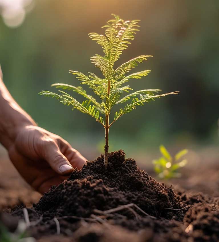 social print paper sustainability reforestation seedlings being planted